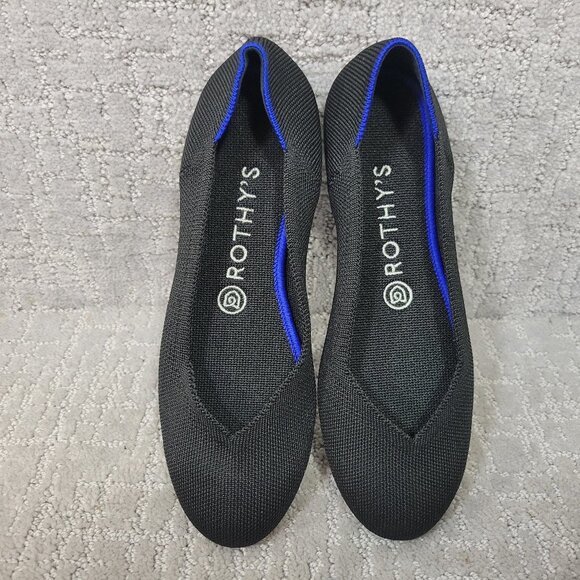 Rothy's The Flat Women's Size 7.5 Black Solid Round Toe Slip On Ballet Shoes NEW - Picture 1 of 9